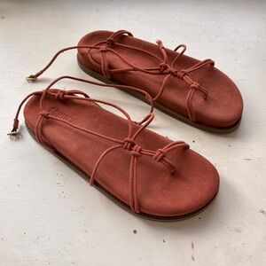 SCHUTZ Rust Suede Lace-Up Sandals